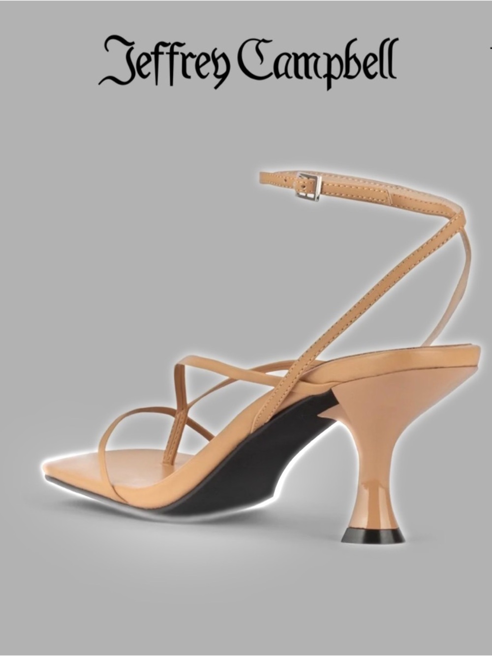 Jeffrey Campbell Flux Tan Strappy Square-Toe Ankle Strap Heel sz 7.5 - Picture 11 of 11